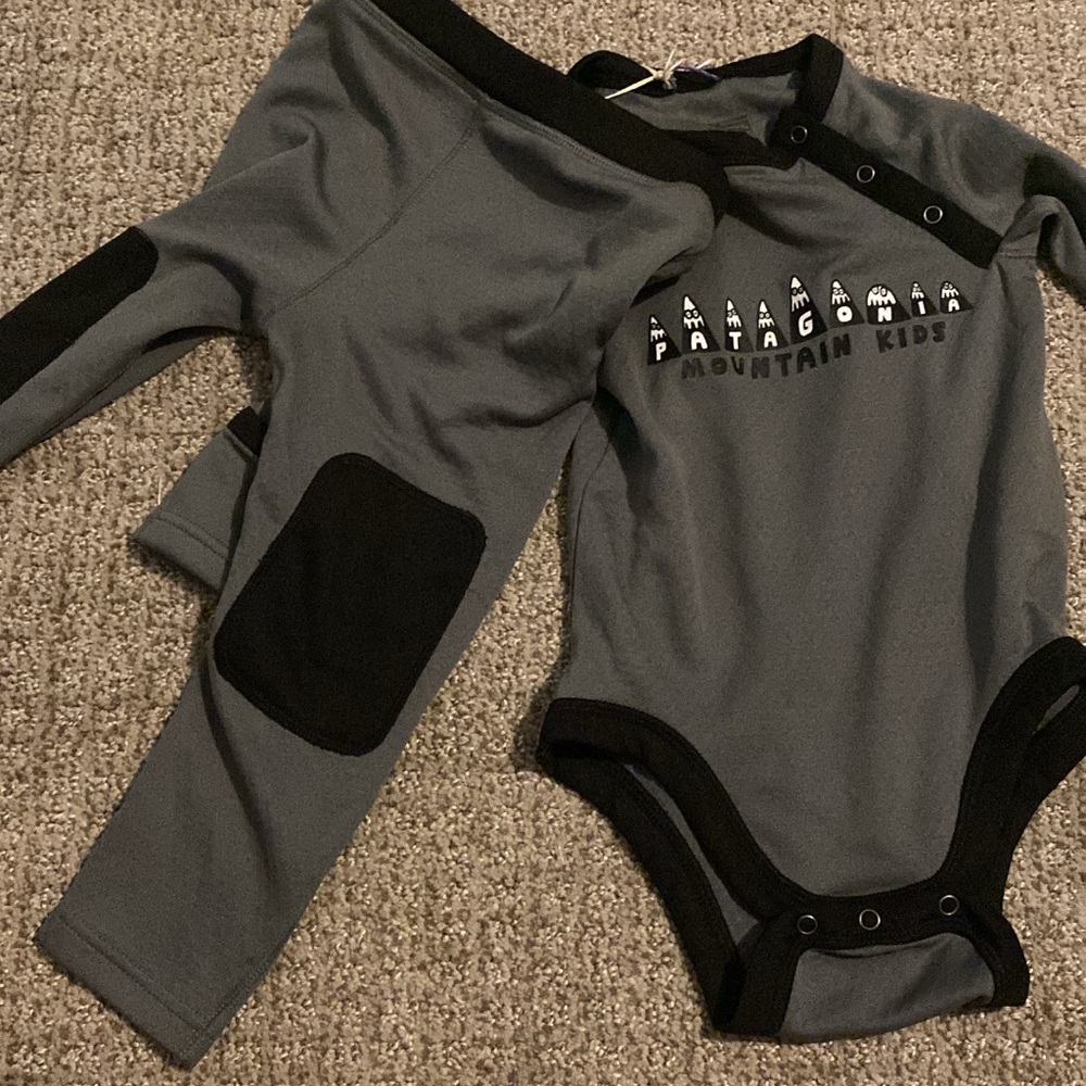 Patagonia Gray and Black Bodysuit Set